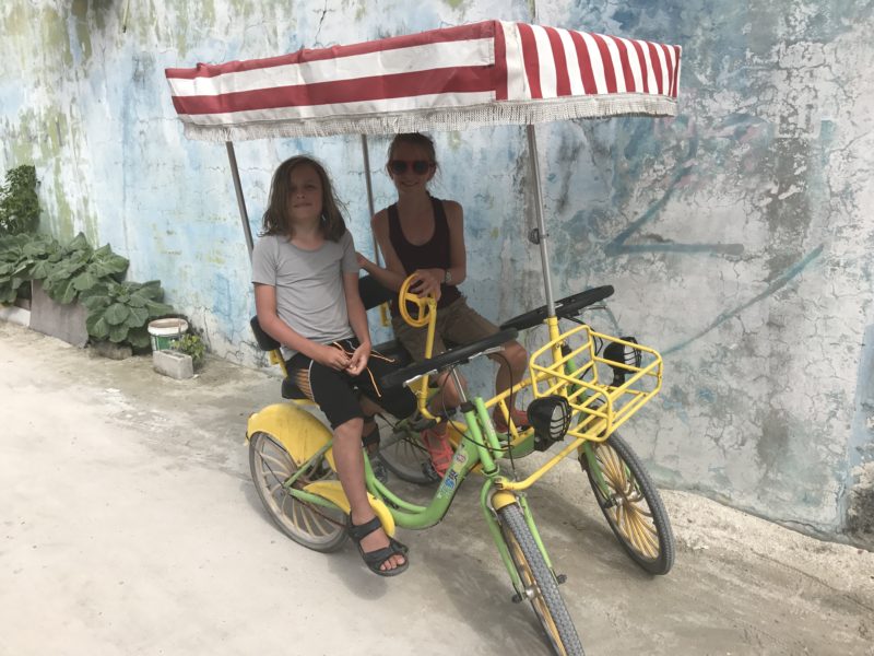 Exploring with rental bicycle in Maafushi